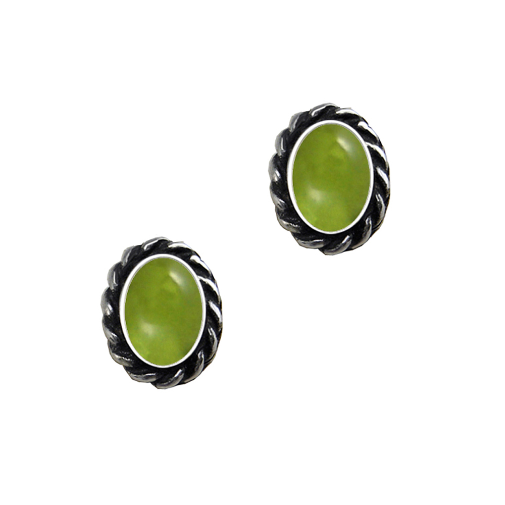 Sterling Silver Peridot Post Stud Earrings